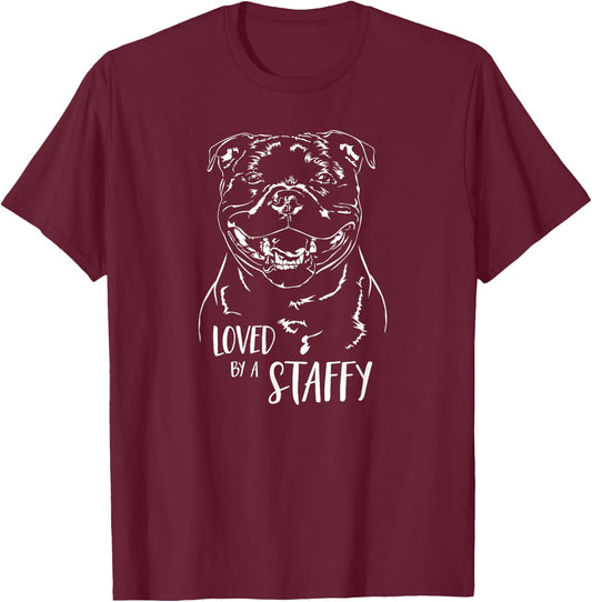 Staffordshire Bull Terrier loved by a staffy dog saying Women T-Shirt - T-Shirt | Maroon