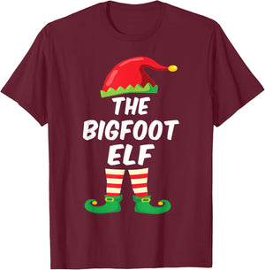The Bigfoot Elf Family Matching Funny Christmas Costume T-Shirt - T-Shirt | Maroon