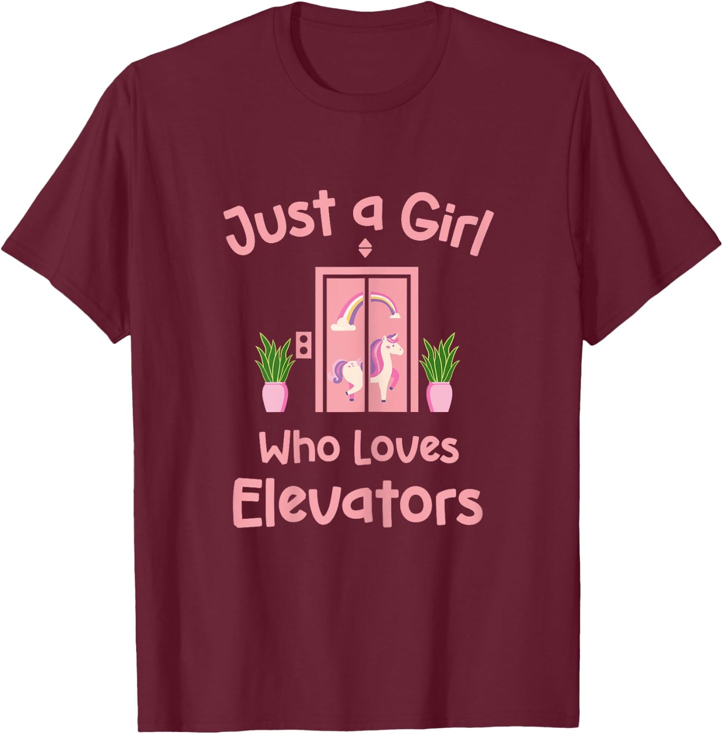 Just A Girl Who Loves Elevators Cute Distracted By Elevator T-Shirt - T-Shirt | Maroon