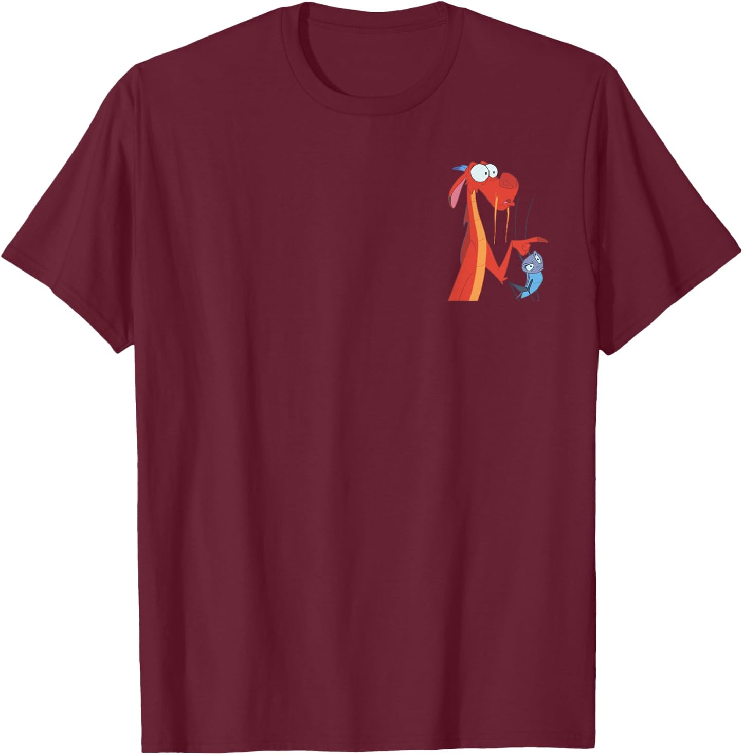 Disney Mulan Mushu Cricket Pocket T-Shirt - T-Shirt | Maroon