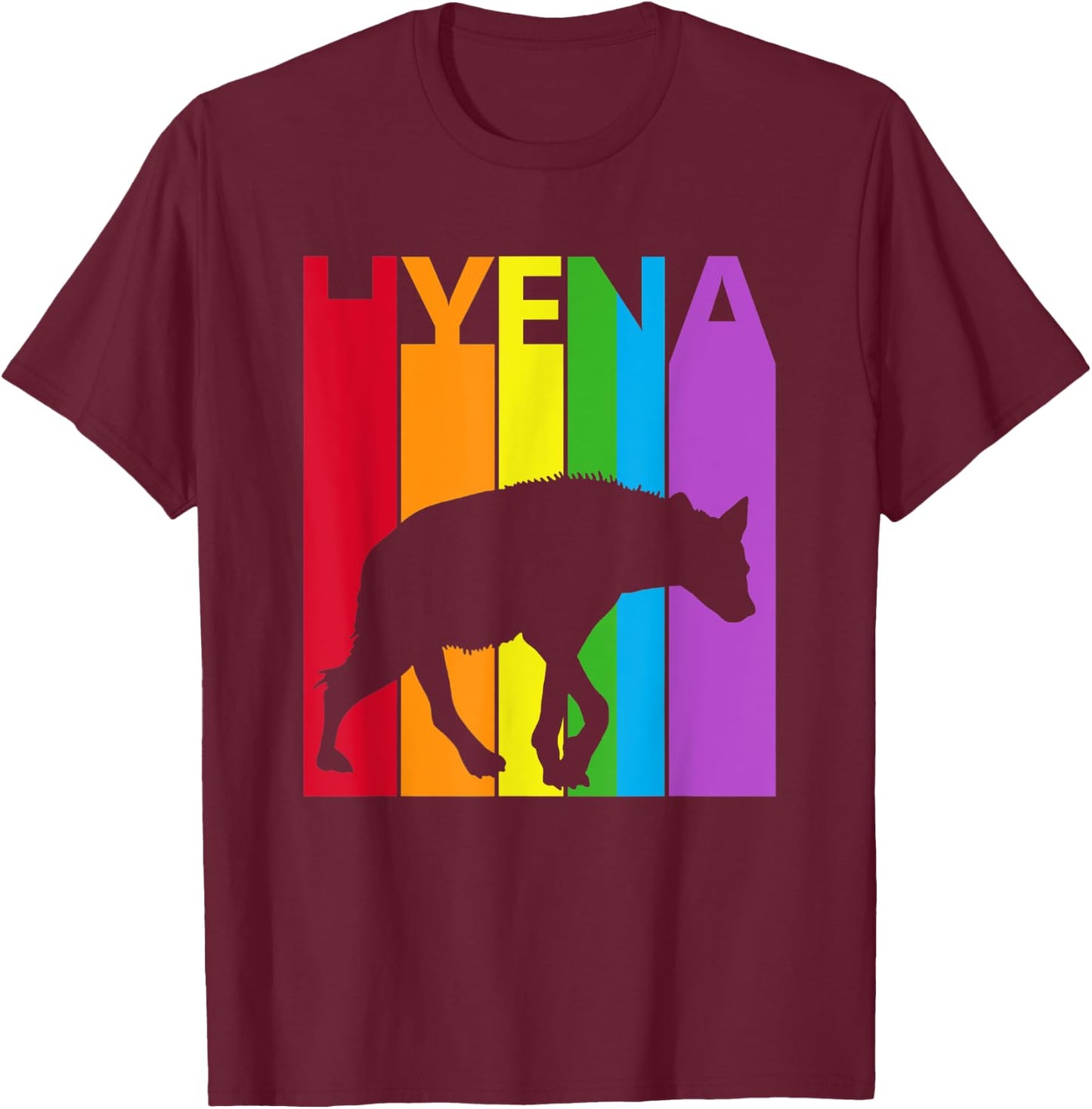 Cute Rainbow Hyena animal Lover T-Shirt - T-Shirt | Maroon