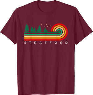 Evergreen Vintage Stripes Stratford, New Jersey T-Shirt - T-Shirt | Maroon