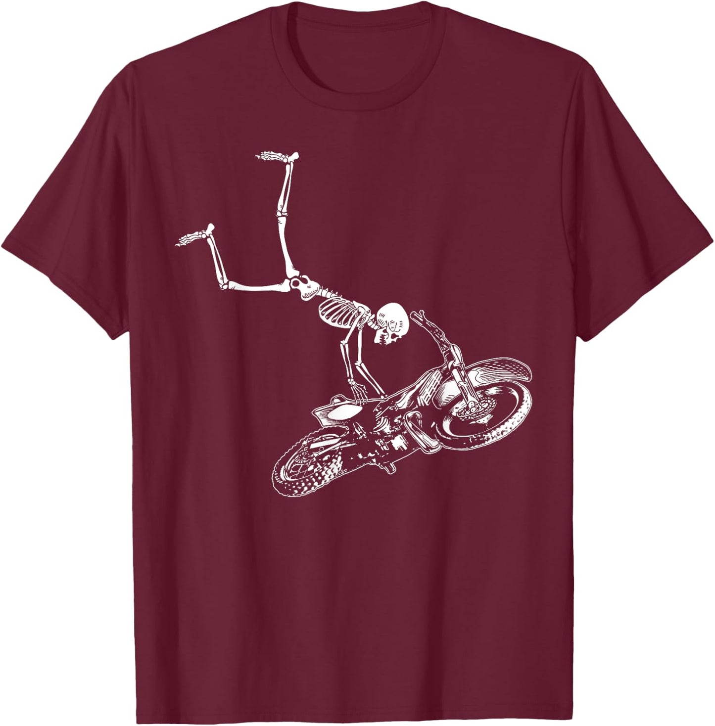 Funny Skeleton riding dirt bike men motocross biking T-Shirt - T-Shirt | Maroon