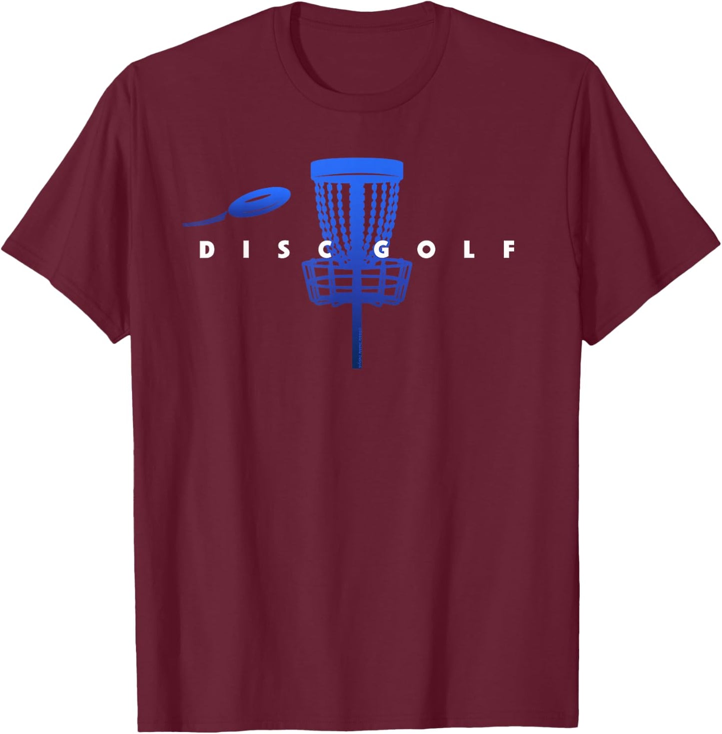 Cool Stylized Disc Golf with Basket and Disc - Disk Golf T-Shirt - T-Shirt | Maroon