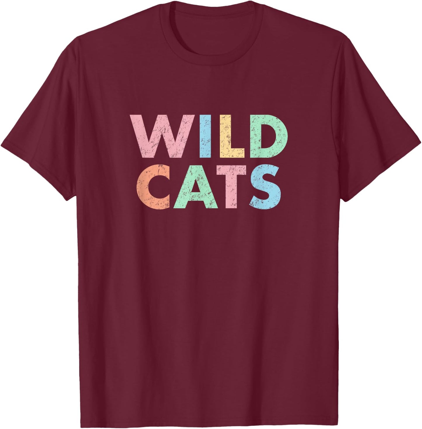 Wildcats Colorful School Sports Spirit Mascot Retro Wild Cat T-Shirt - T-Shirt | Maroon