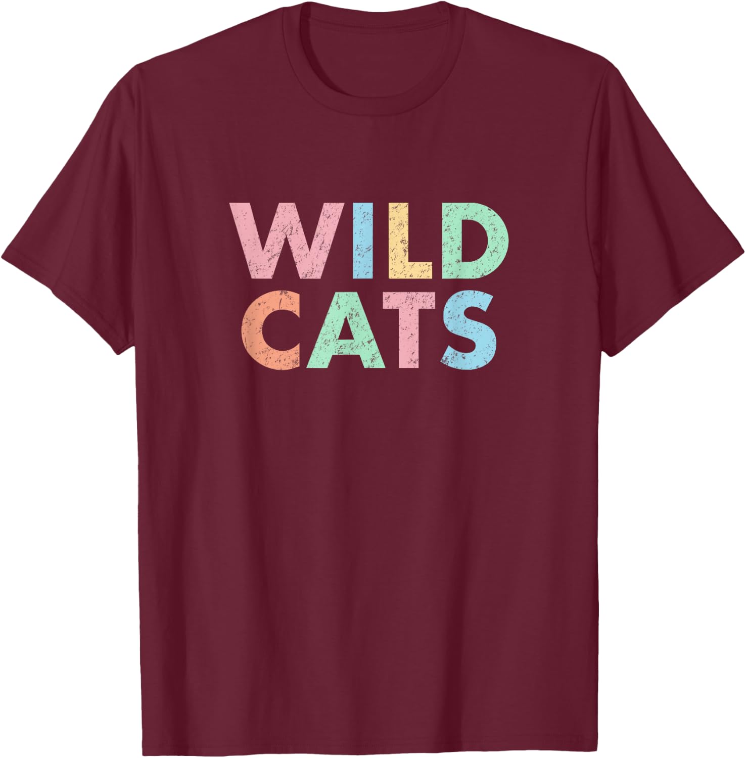 Wildcats Colorful School Sports Spirit Mascot Retro Wild Cat T-Shirt - T-Shirt | Maroon
