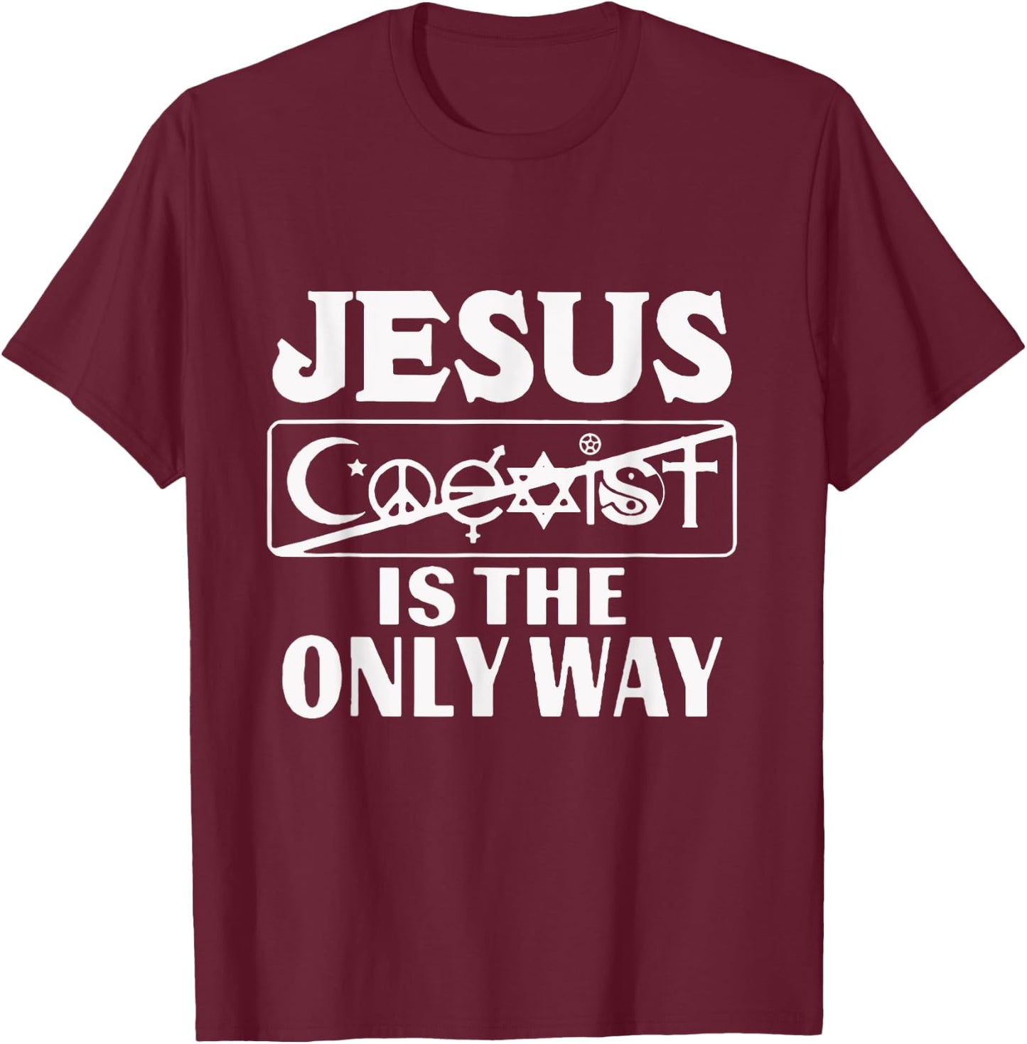 Jesus Coexist Is The Only Way Funny God Women Men Gift T-Shirt - T-Shirt | Maroon