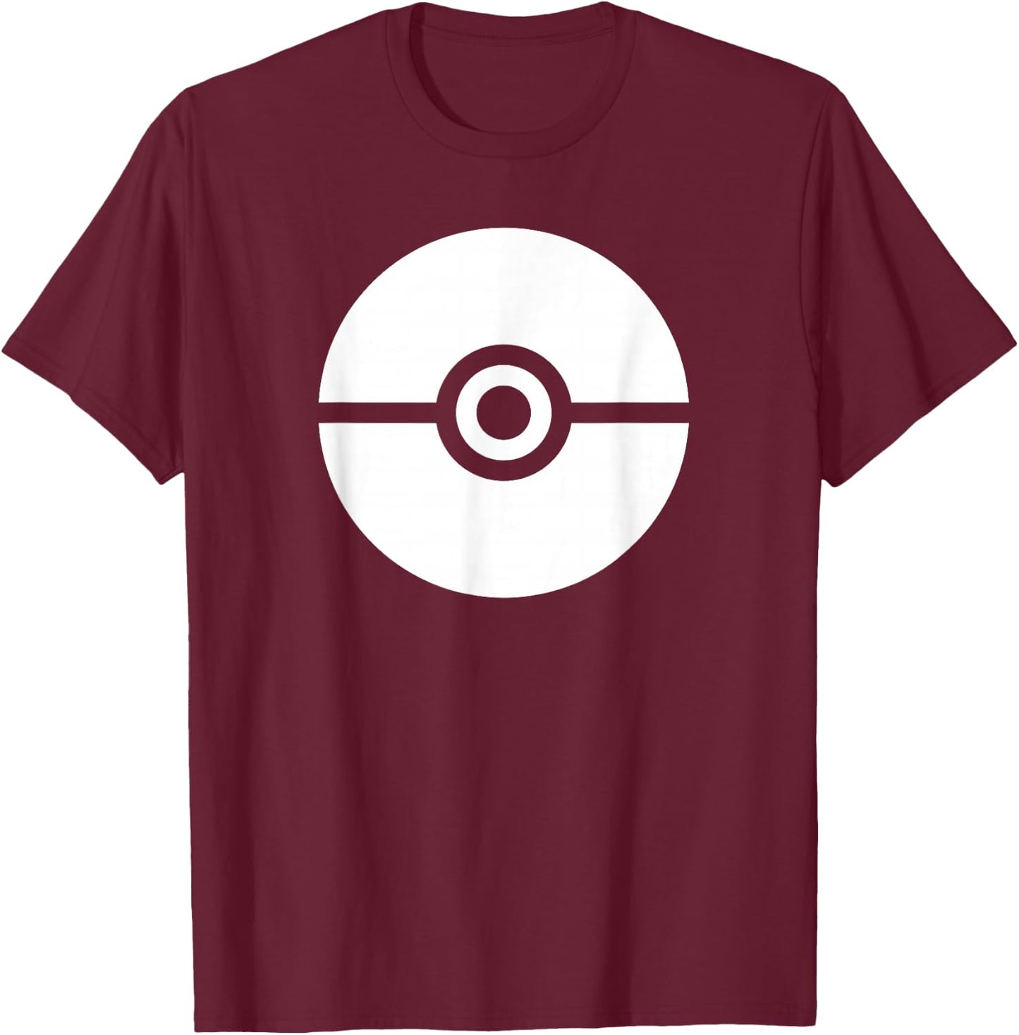 Pokémon Simple White Pokéball Logo T-Shirt - T-Shirt | Maroon