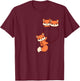 For Fox Lovers Cute Kawaii Baby Fox In Pocket T-Shirt - T-Shirt | Maroon