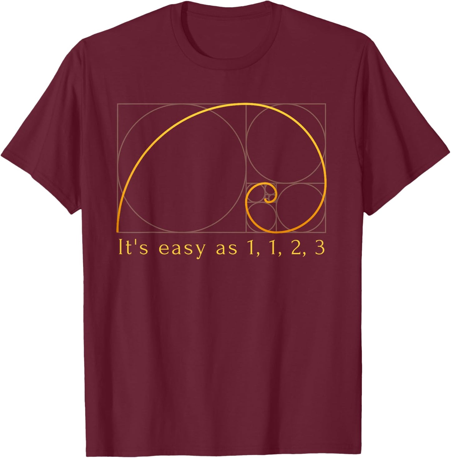 Fibonacci Spiral Fibonacci Sequence Fibonacci Golden Ratio T-Shirt - T-Shirt | Maroon
