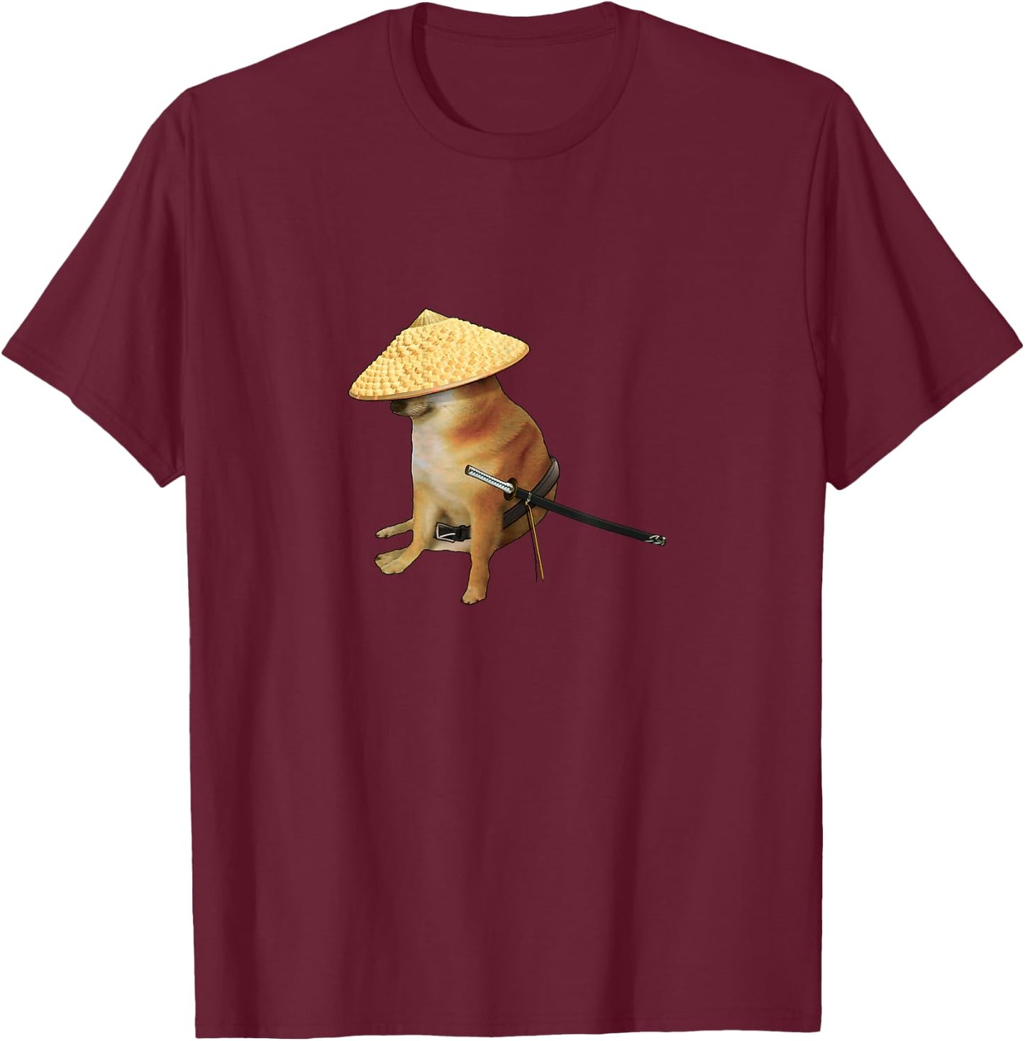 Cheems Samurai Epic Iconic Meme Shiba Inu Doge Bonk T-Shirt - T-Shirt | Maroon