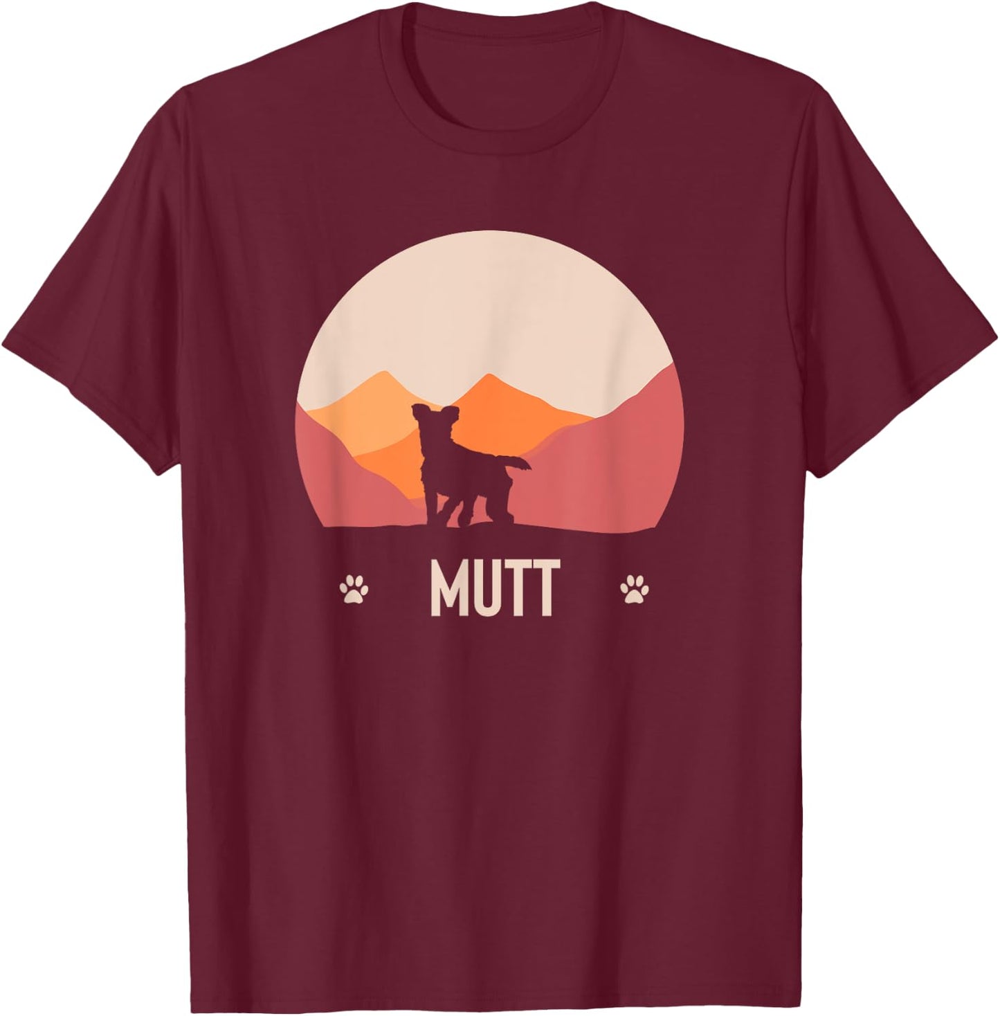 Mutt Dog Cute Silhouette Women T-Shirt - T-Shirt | Maroon