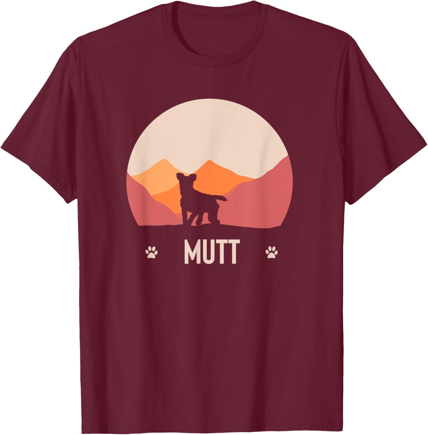 Mutt Dog Cute Silhouette Women T-Shirt - T-Shirt | Maroon