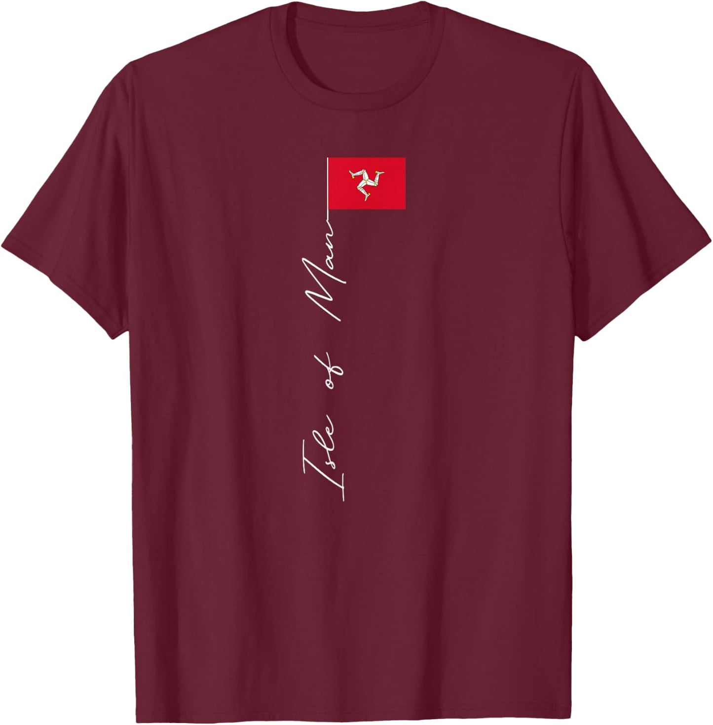Isle of Man Signature Flag Pole Patriotic Isle of Man Flag T-Shirt - T-Shirt | Maroon