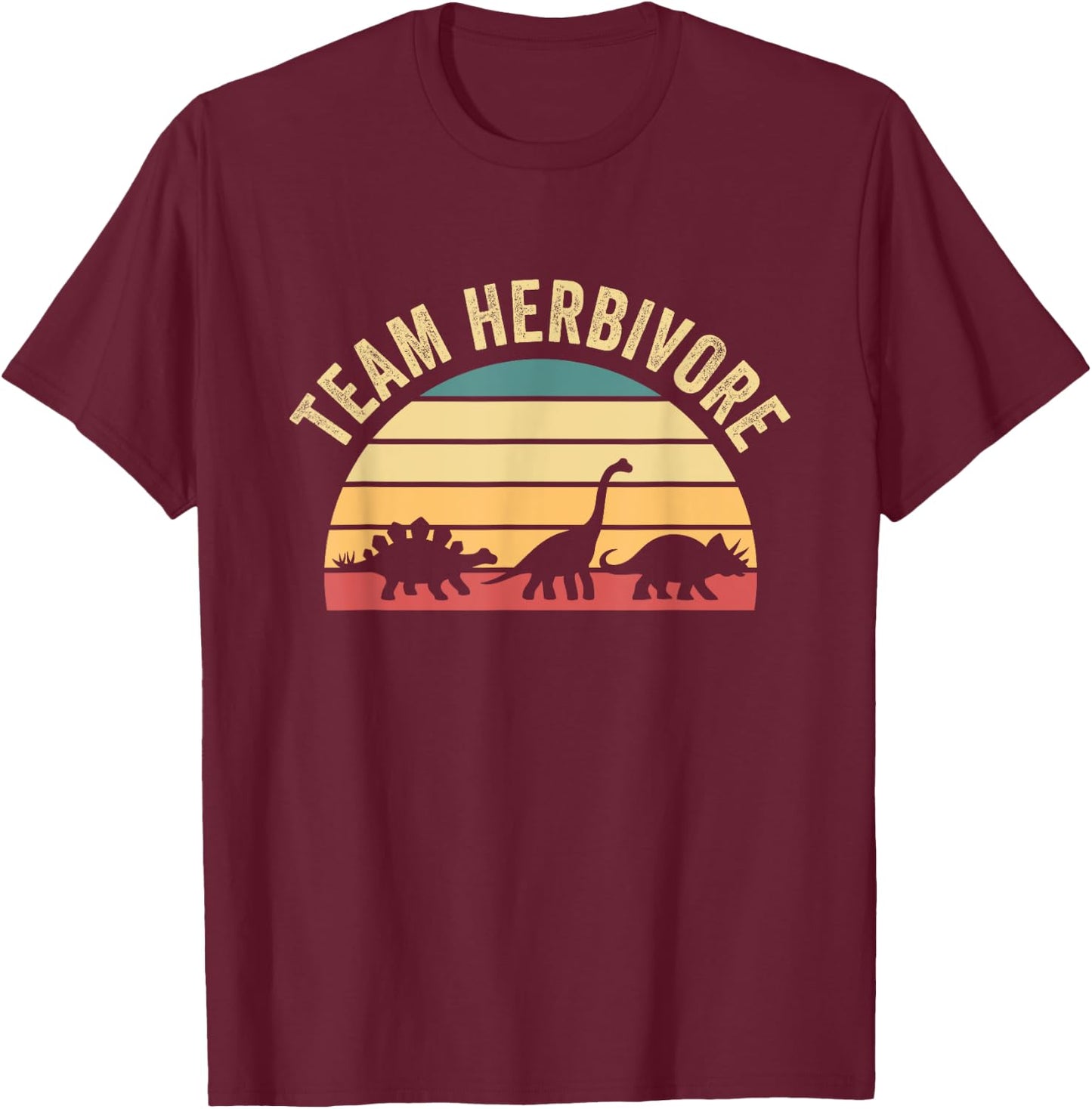 Team Herbivore Cute Dinosaur T-Shirt - T-Shirt | Maroon