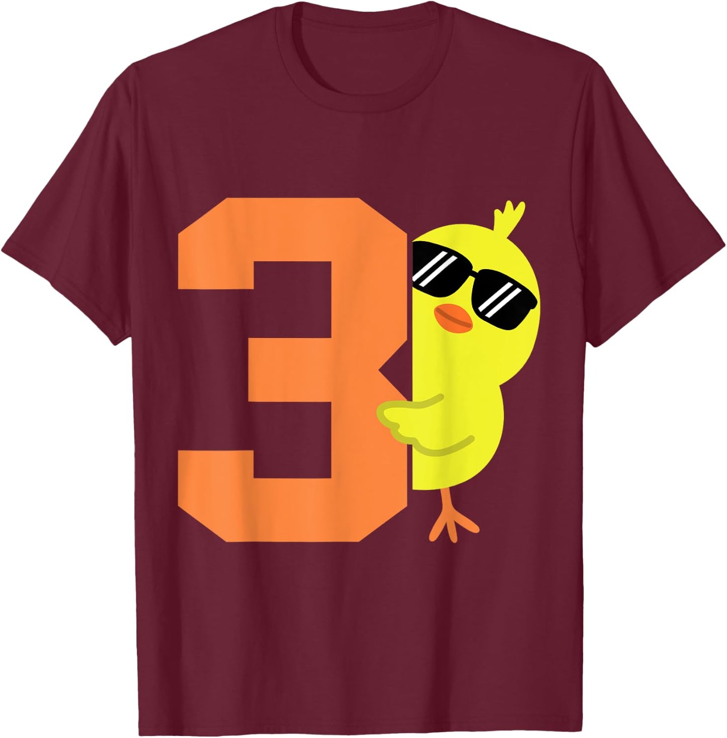 Kids 3rd Birthday Chicken Themed Cute 3 Year Old Boys Chick T-Shirt - T-Shirt | Maroon