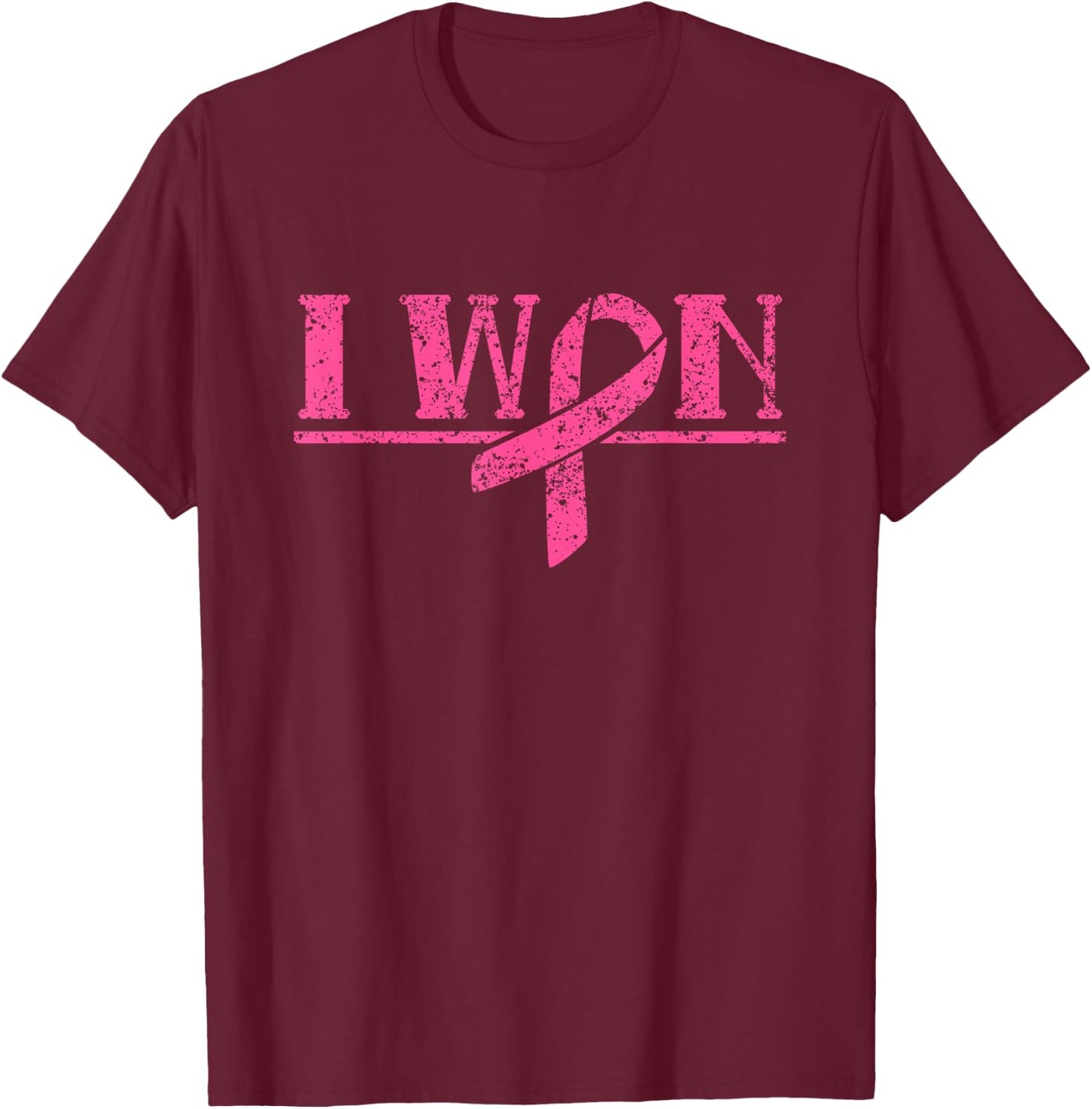 I Won Fight Awareness Pink Support Breast Cancer T-Shirt - T-Shirt | Maroon