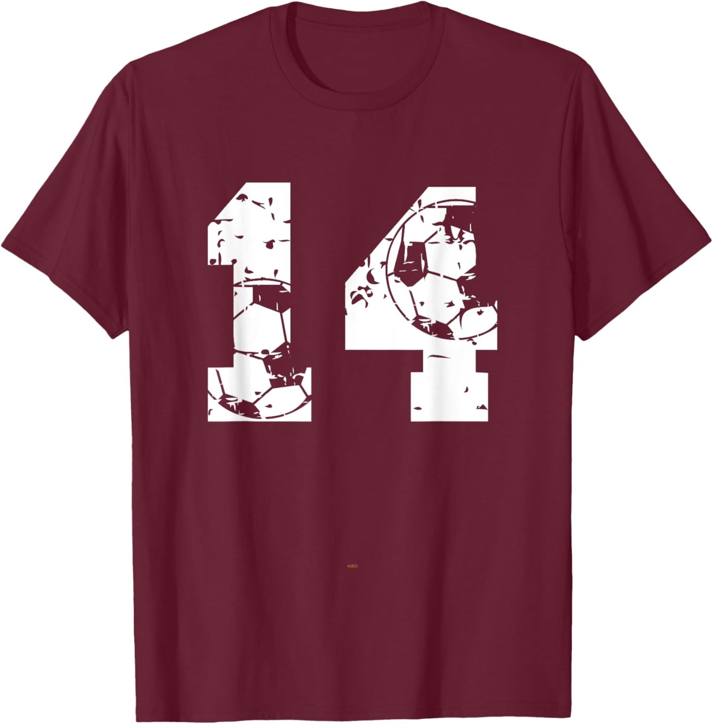 Soccer 14th Birthday 14 Years Old Ball Number Kid Boy T-Shirt - T-Shirt | Maroon