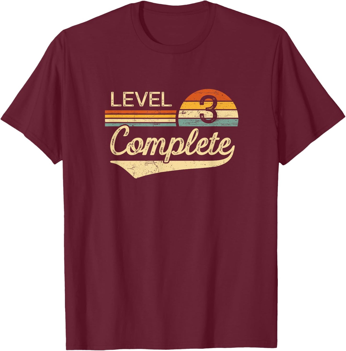 Level 3 Complete Vintage 3rd Wedding Anniversary T-Shirt - T-Shirt | Maroon