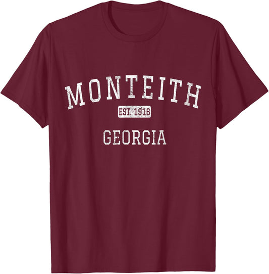 Monteith Georgia GA Vintage T-Shirt - T-Shirt | Maroon