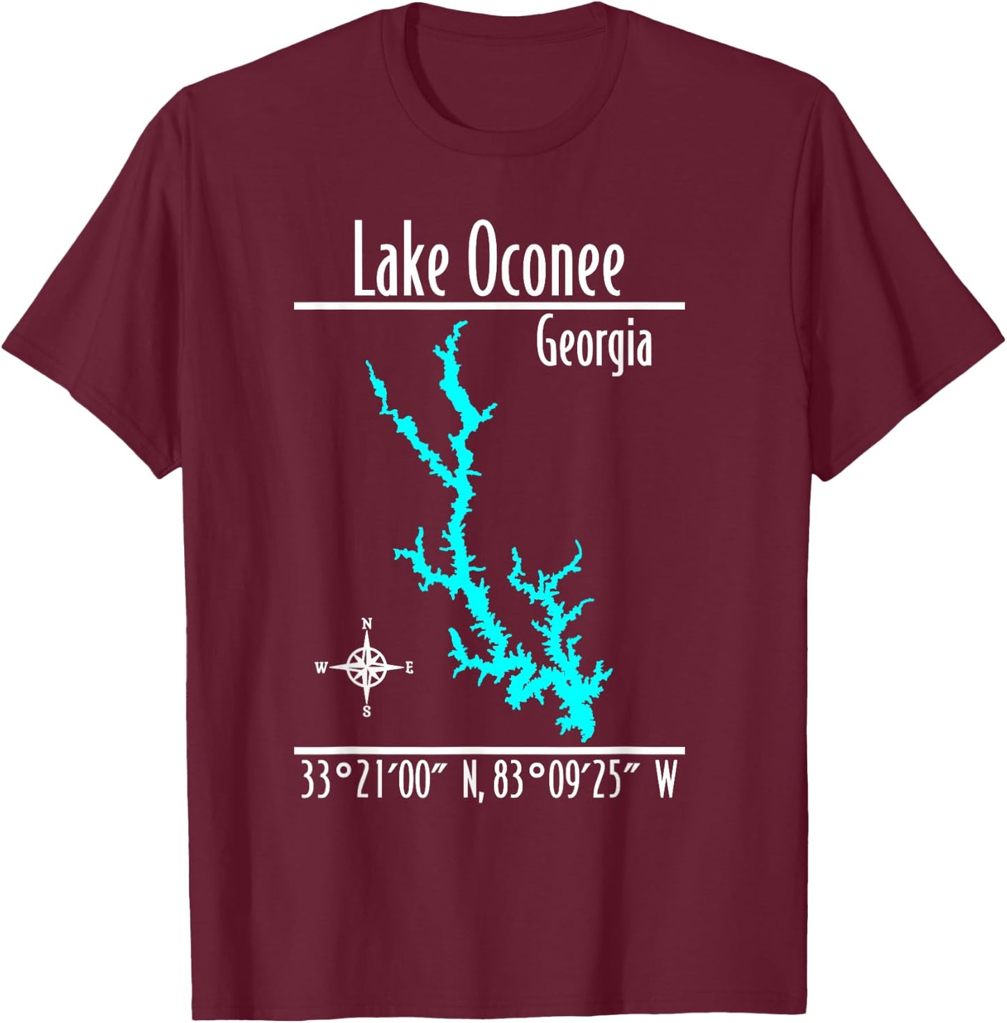 Modern Lake Oconee - Georgia T-Shirt - T-Shirt | Maroon