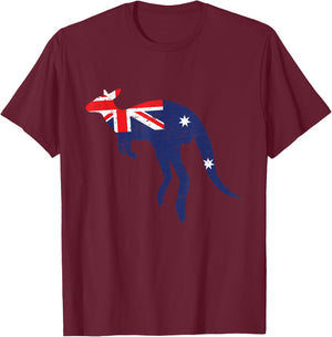 Kangaroo Australian Flag - Zookeeper Animal Lover Australia T-Shirt - T-Shirt | Maroon