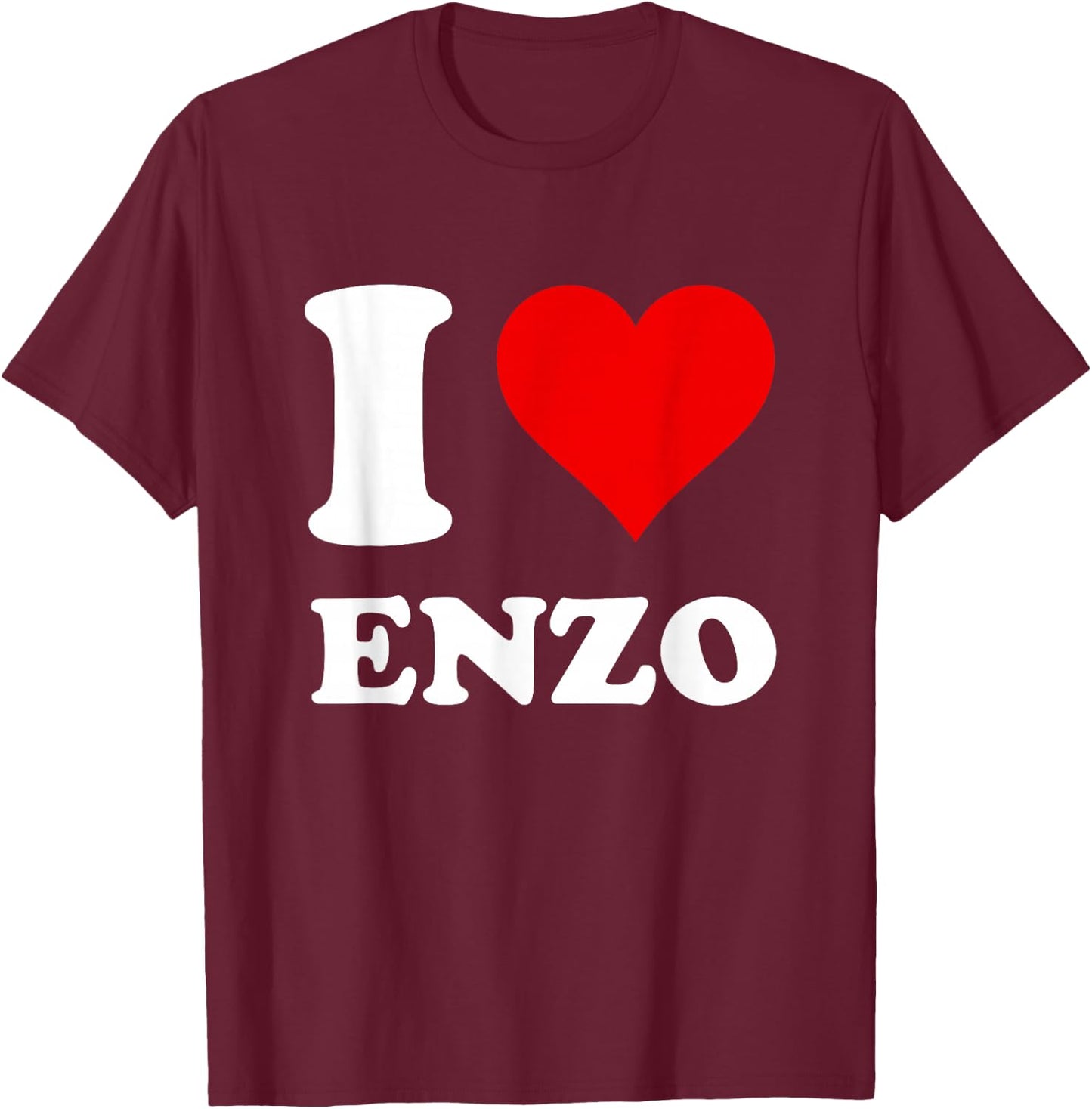I Heart Enzo I Love Enzo , Women's Vacation , Black, Small, Short Sleeve, , Classic Fit, Cotton Blend T-Shirt - T-Shirt | Maroon