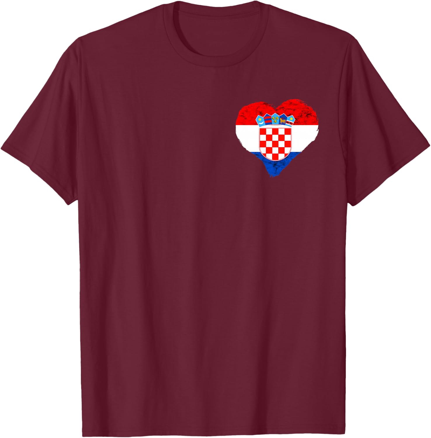 Croatia Heart Croatian Flag Emblem Croatian Roots Hrvatska T-Shirt - T-Shirt | Maroon