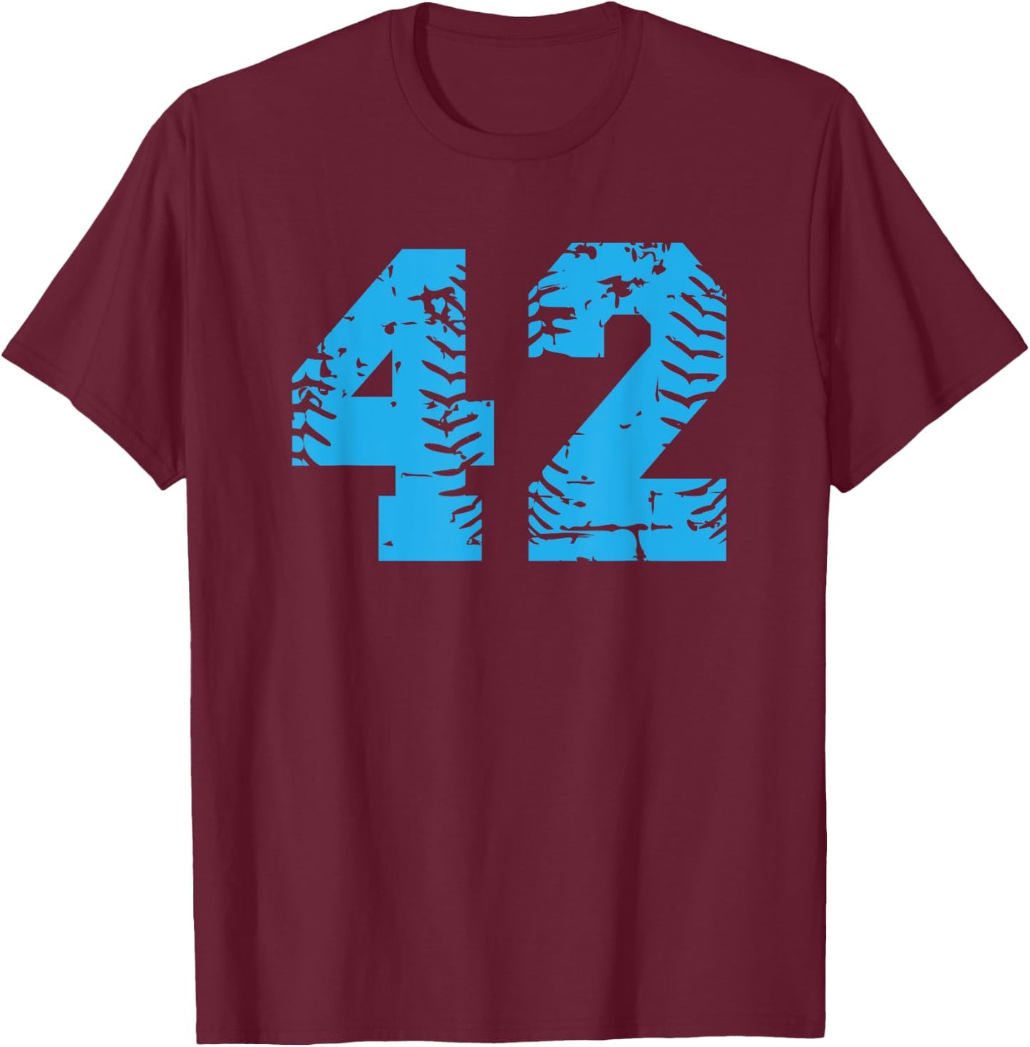 Number #42 Baseball Softball Blue Vintage Number T-Shirt - T-Shirt | Maroon