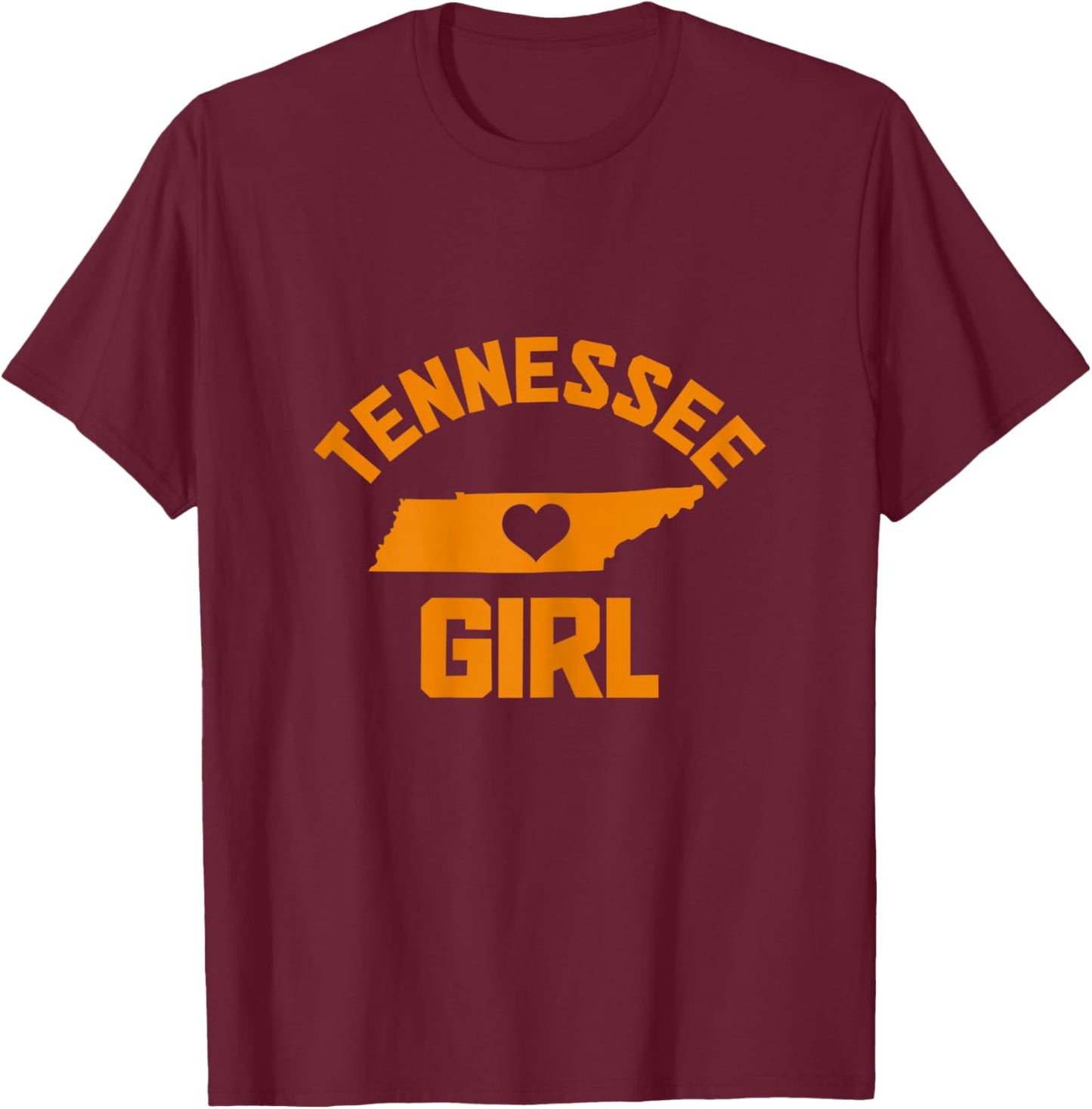 Tennessee Heart Nashville Memphis TN State Map Girl T-Shirt - T-Shirt | Maroon