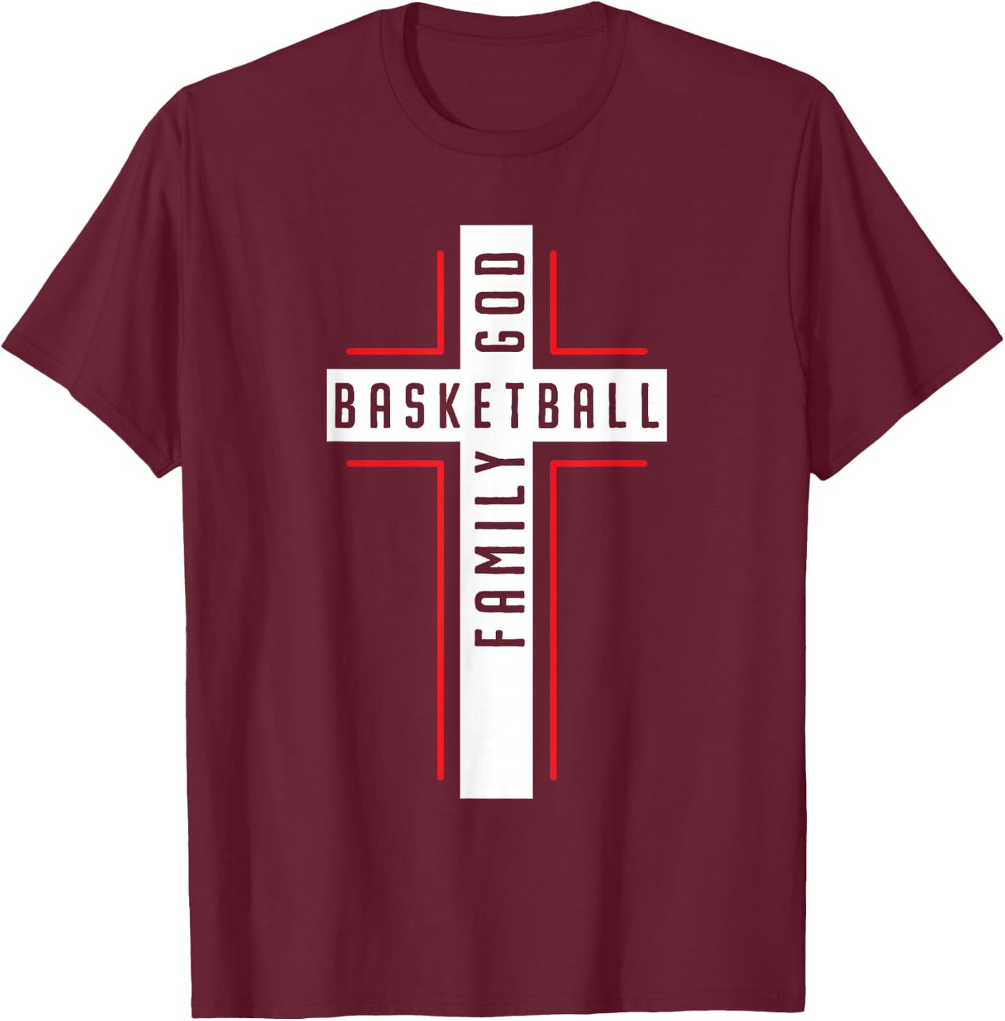 Basketball And Jesus Christ Christian Believer Hooper T-Shirt - T-Shirt | Maroon