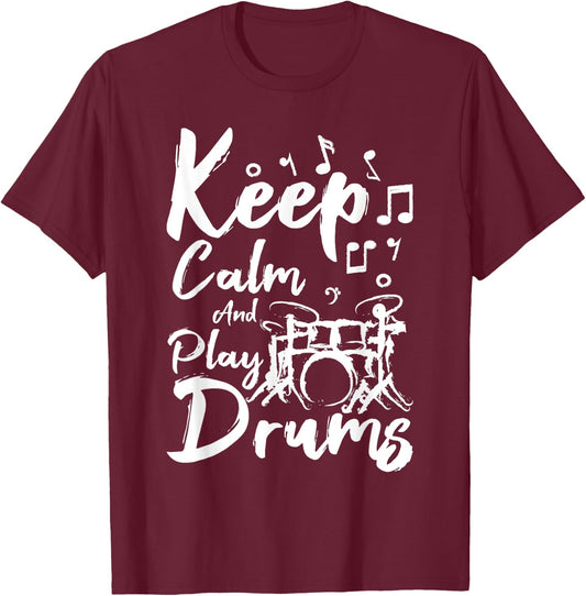 Keep calm and play drums T-Shirt - T-Shirt | Maroon