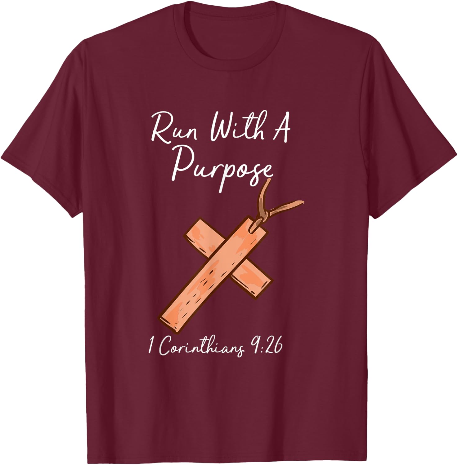 Run With A Purpose I Christianity I Christian Faith T-Shirt - T-Shirt | Maroon