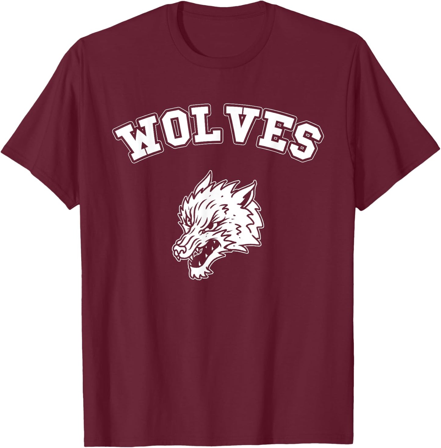 Wolves Team Vintage Sports Football Baseball Wolf College T-Shirt - T-Shirt | Maroon
