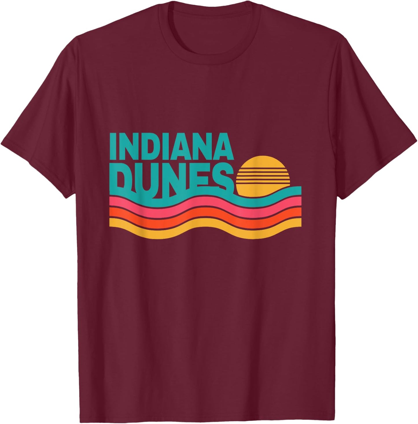 Vintage Indiana Dunes National Park Retro 70s 80s Sunset T-Shirt - T-Shirt | Maroon