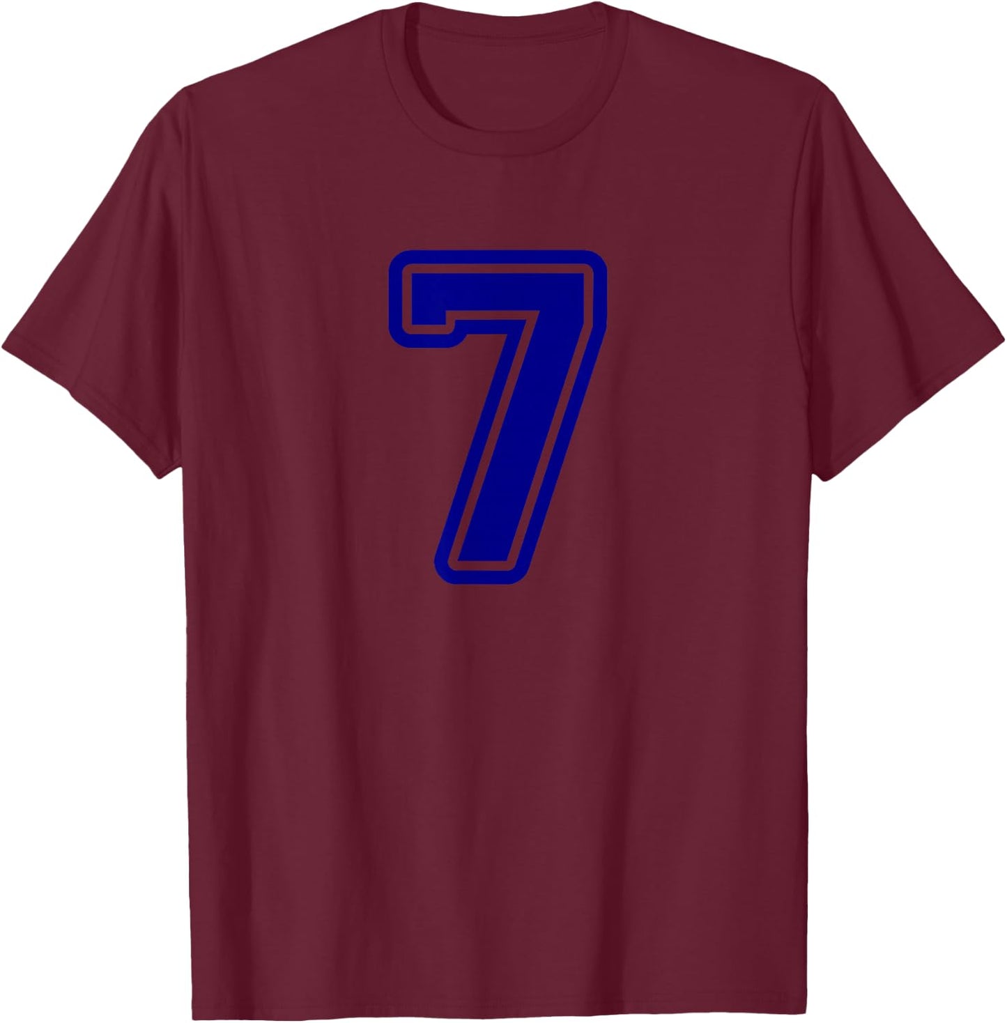 Number #7 Blue Sport Varsity Number 7 T-Shirt - T-Shirt | Maroon