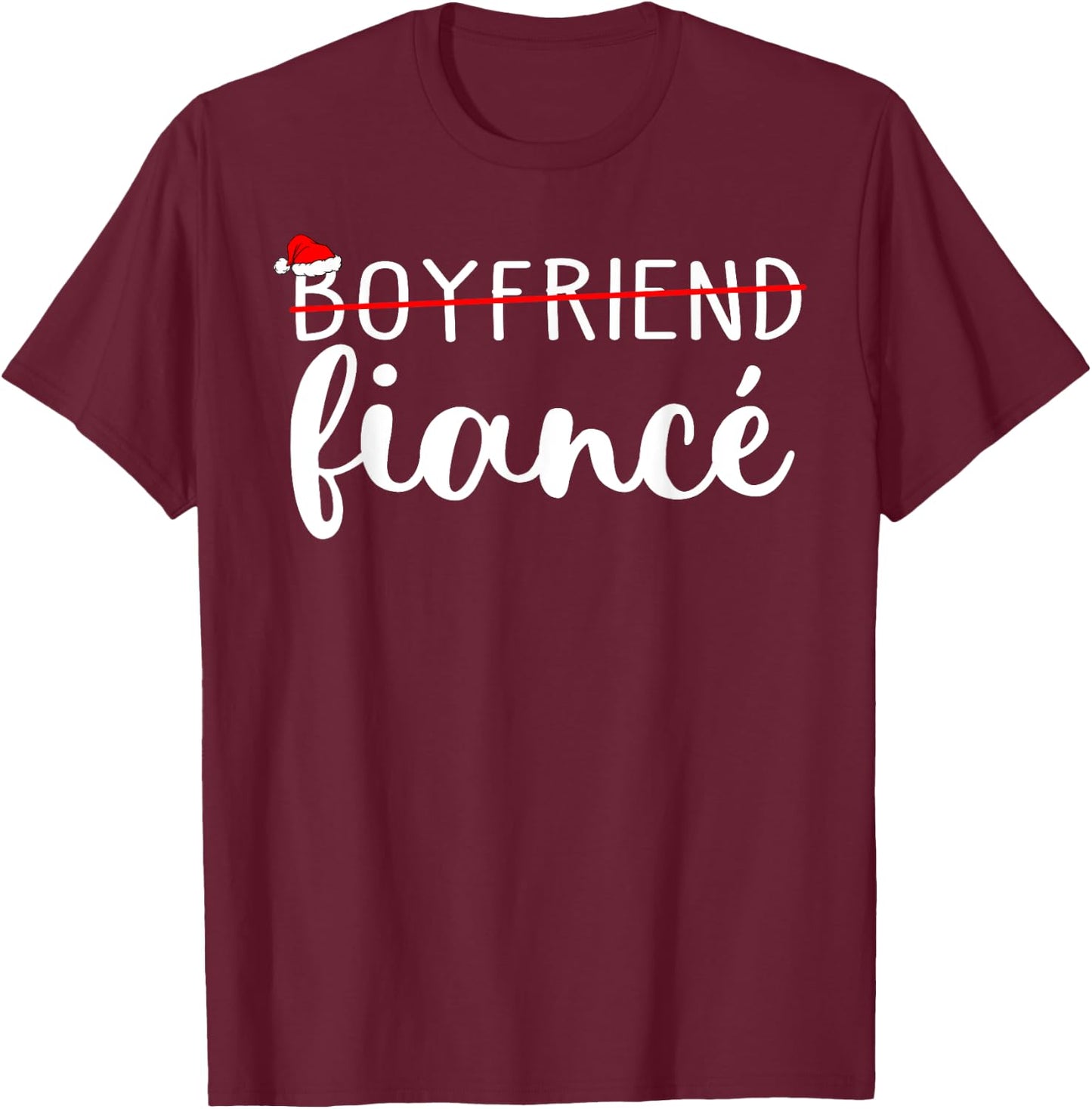 Fiance Fiancee Engaged Couples Matching Christmas Pajama T-Shirt - T-Shirt | Maroon