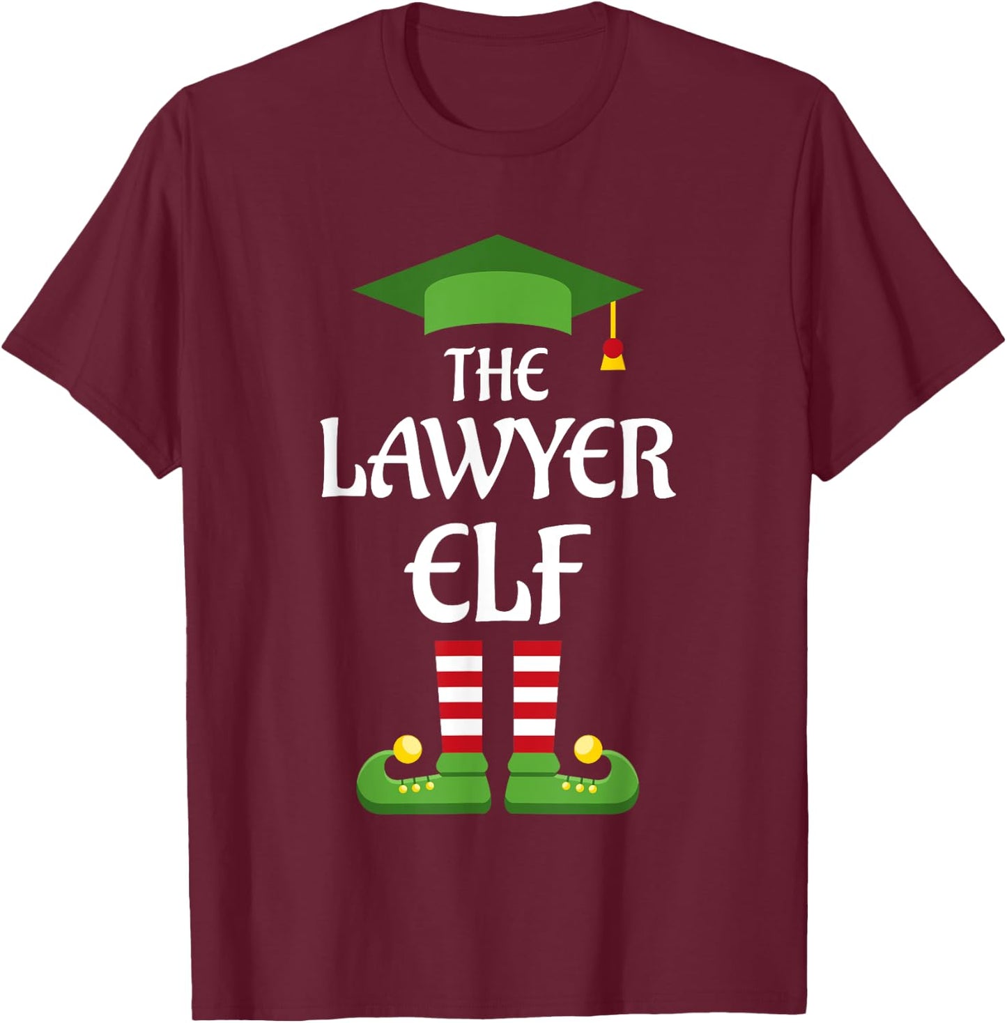 Lawyer Elf Family Matching Group Christmas T-Shirt - T-Shirt | Maroon