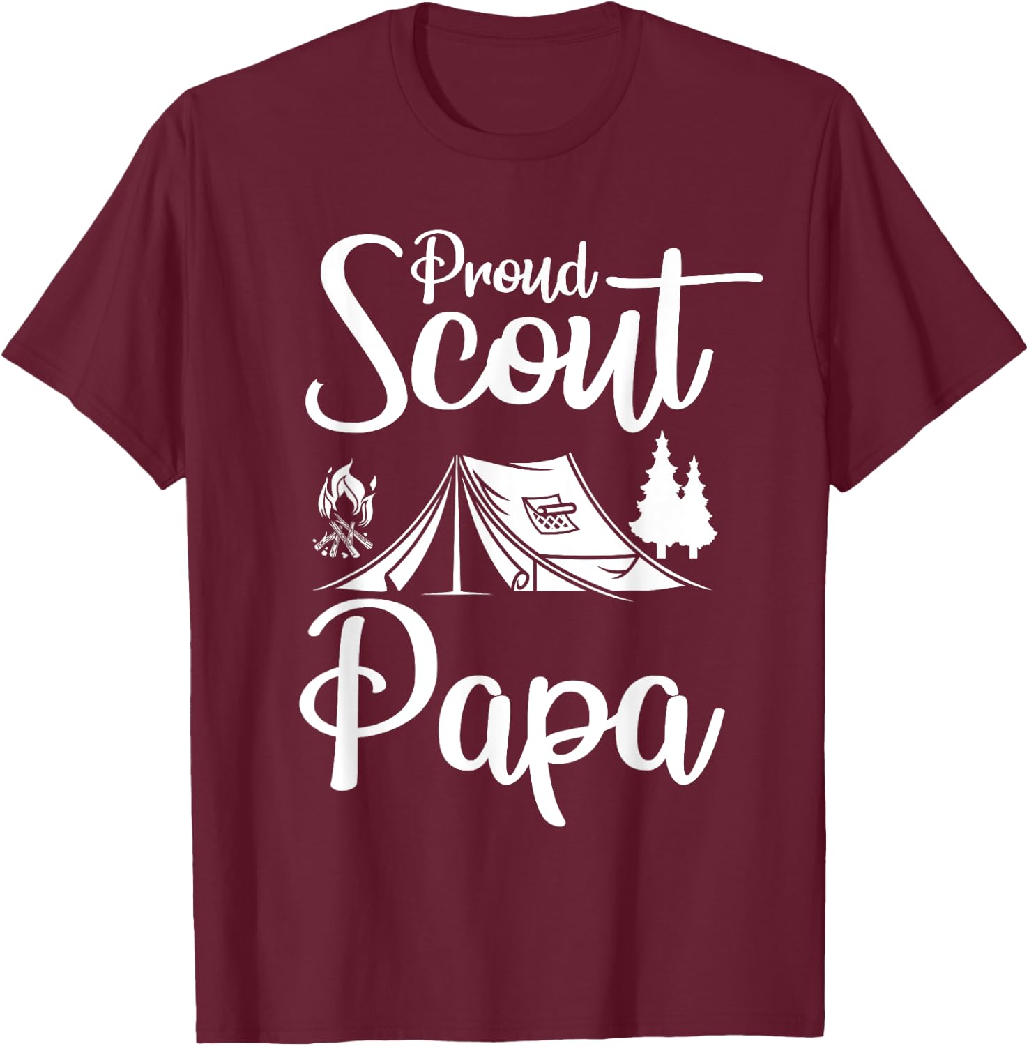 Proud Scout Papa Camping Scouting Tent Scout Dad Leader T-Shirt - T-Shirt | Maroon