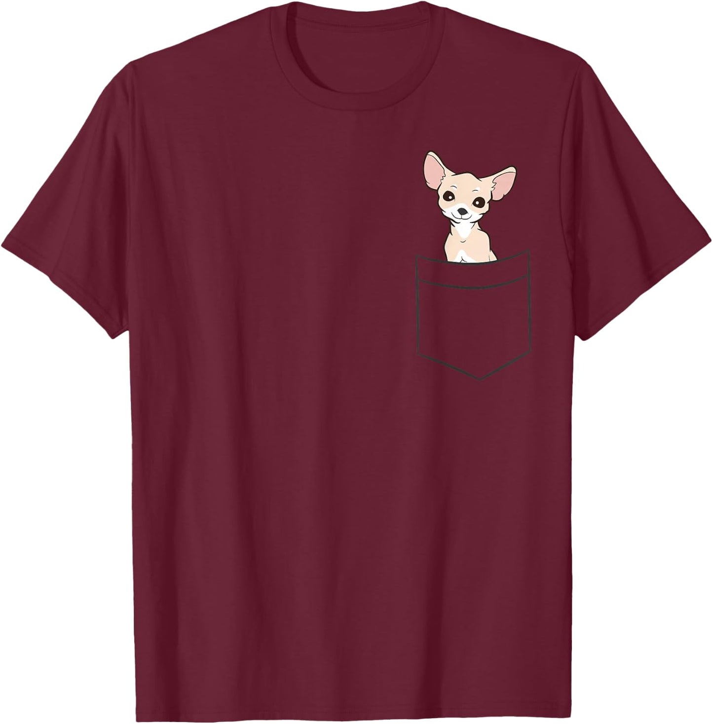 Chihuahua In a Pocket Cute Pocket Chihuahua Dog T-Shirt - T-Shirt | Maroon