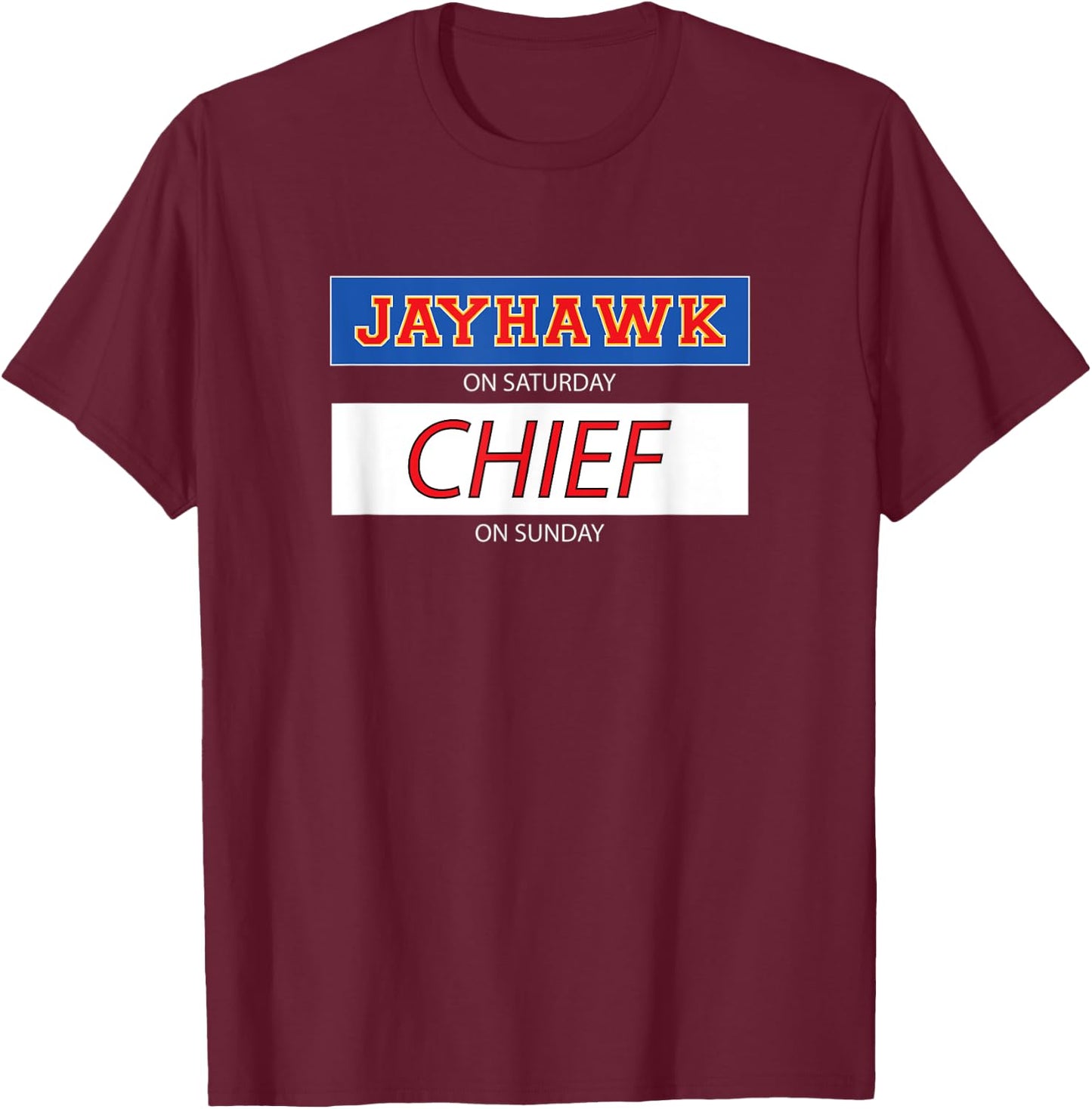 Jayhawk on Sunday Chief on Sunday T-Shirt - T-Shirt | Maroon
