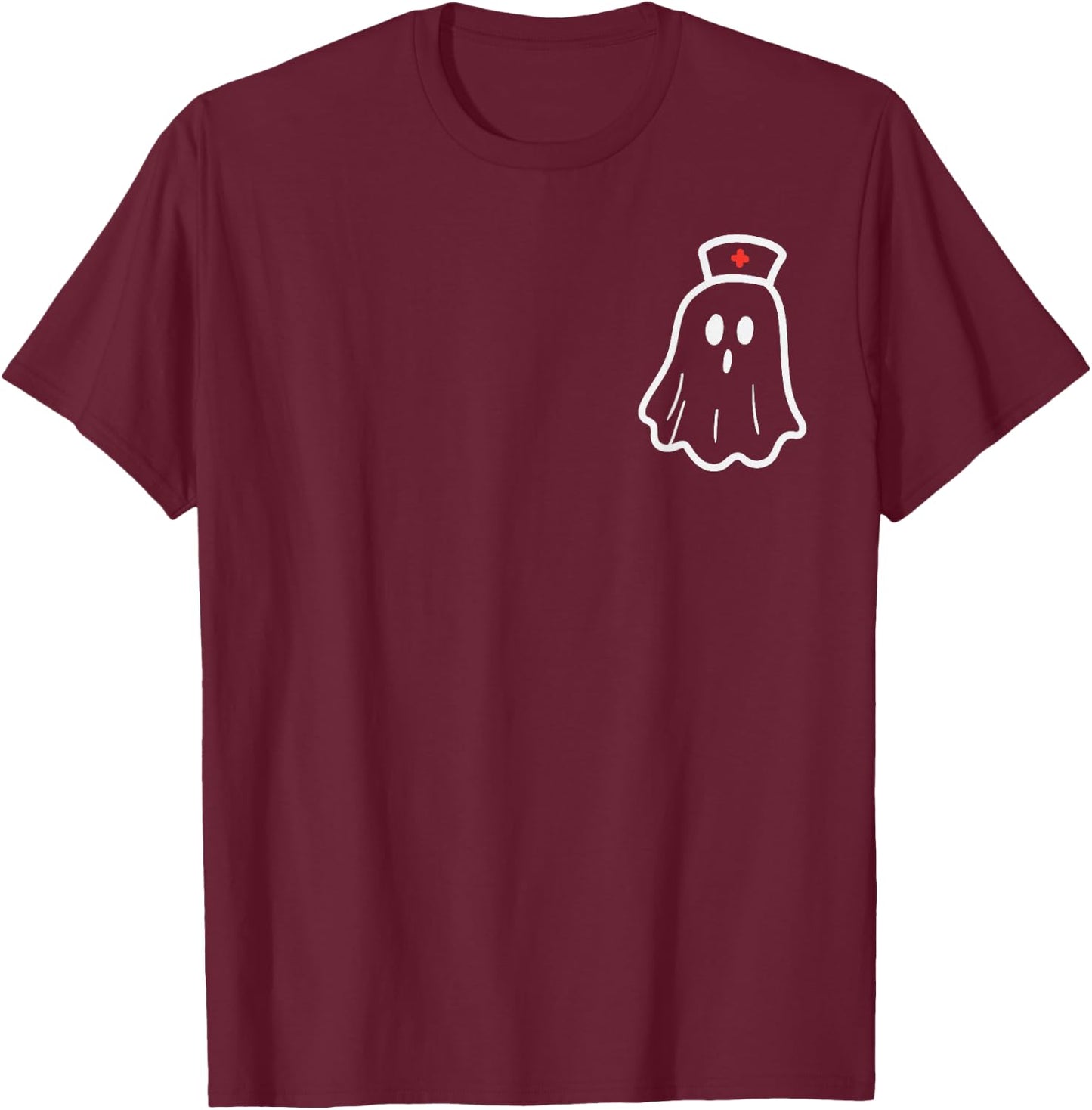 Ghost Nurse Halloween Costume Retro Fall Scrub Top Women T-Shirt - T-Shirt | Maroon