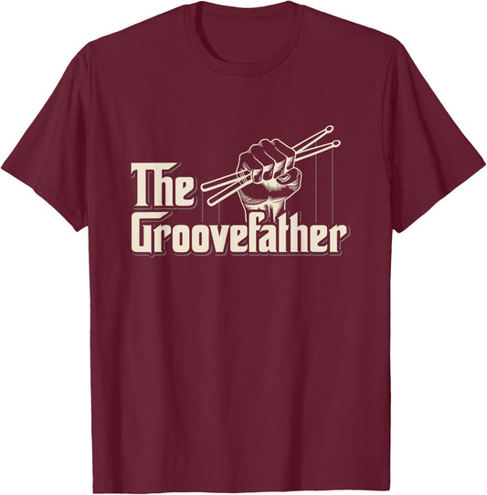 The Groovefather Vintage Drums Drumming - Band Drummer T-Shirt - T-Shirt | Maroon