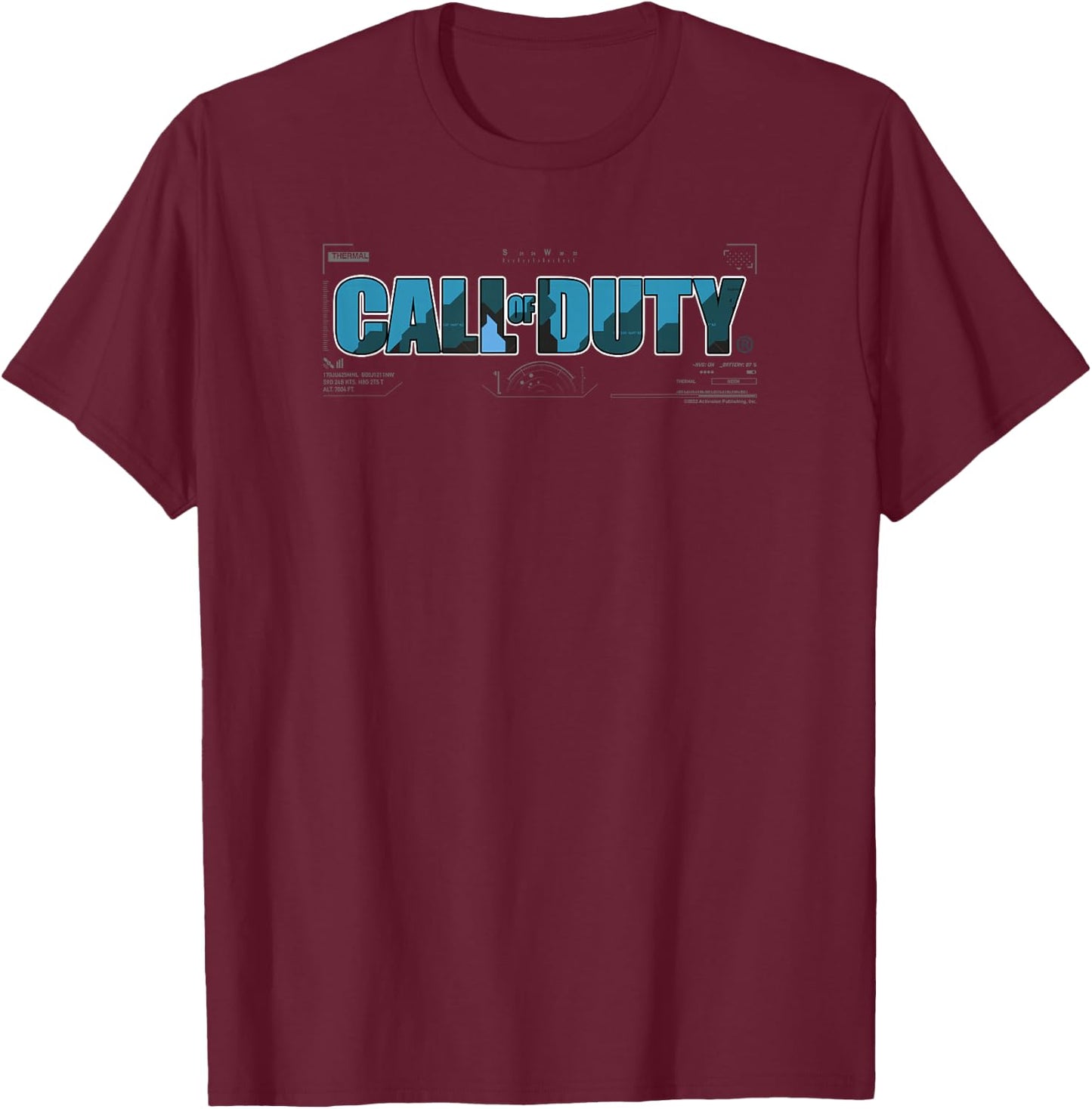 Call Of Duty Classic Game Logo Seen Through Visor V2 T-Shirt - T-Shirt | Maroon