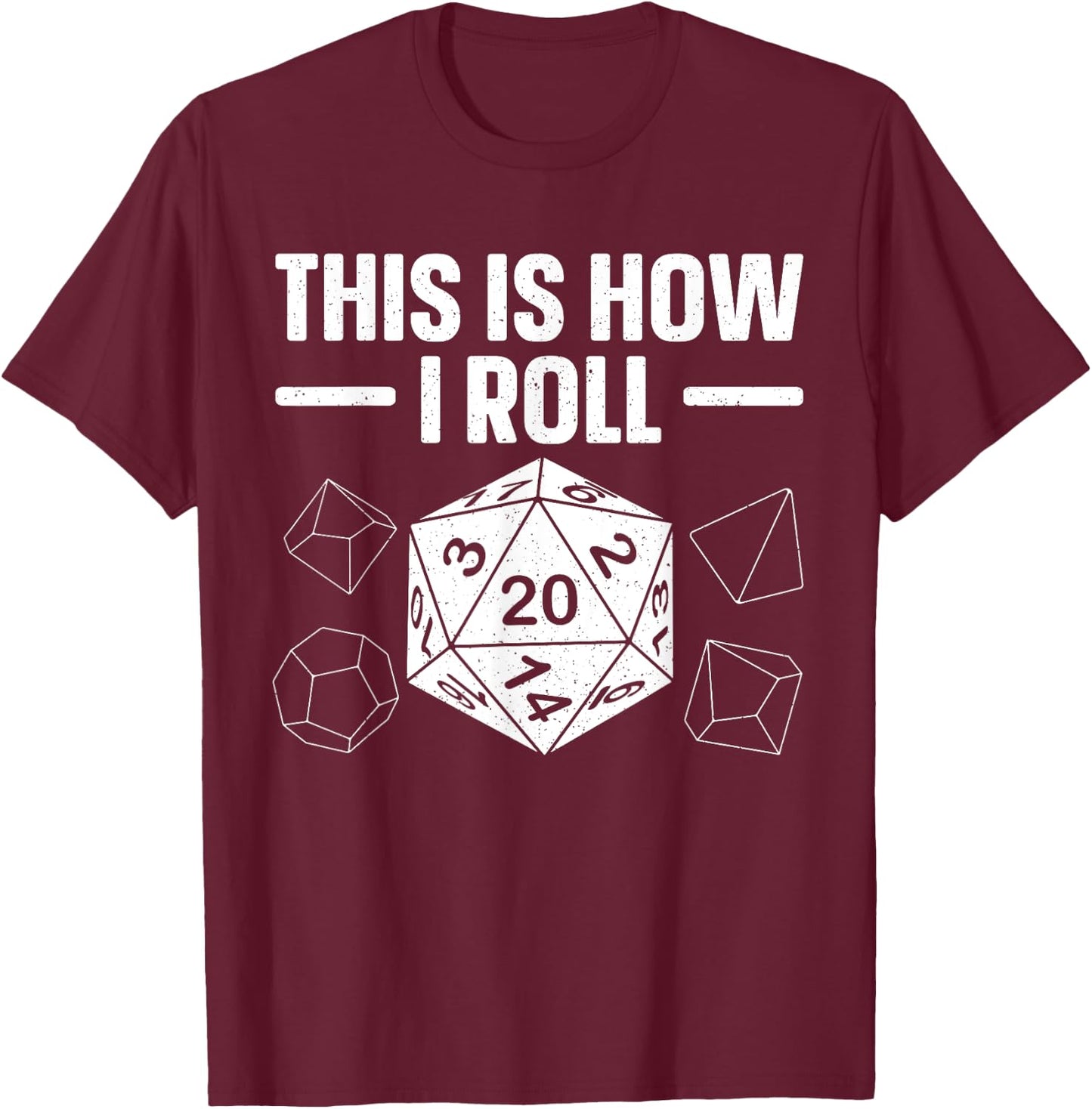 Funny Board Game Art Women Tabletop RPG D20 Dice T-Shirt - T-Shirt | Maroon