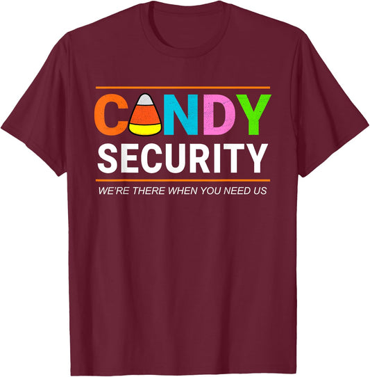 Halloween Candy Corn CANDY SECURITY Funny Halloween T-Shirt - T-Shirt | Maroon