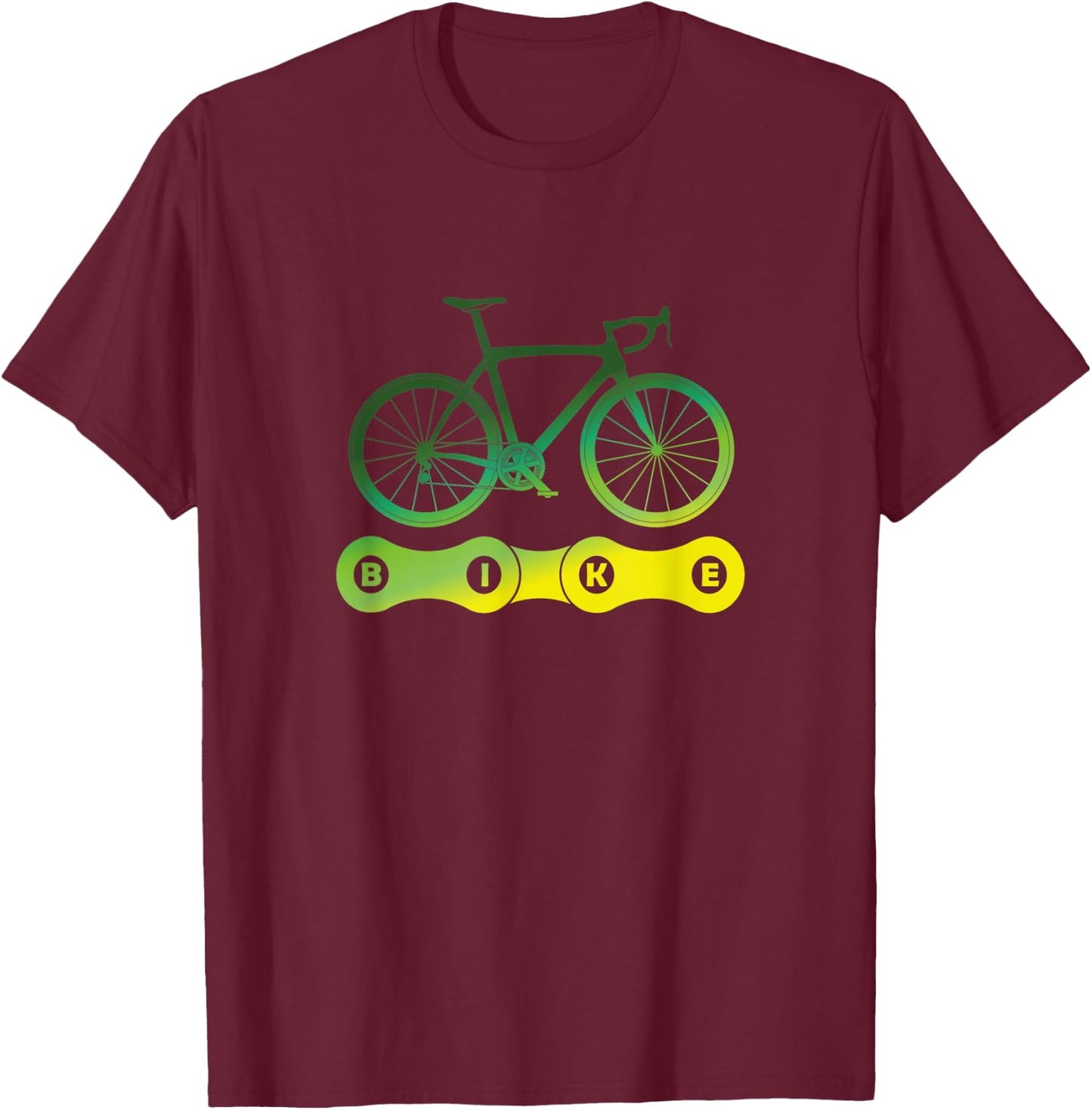 Bike And Chain Road Bike Cycling T-Shirt - T-Shirt | Maroon