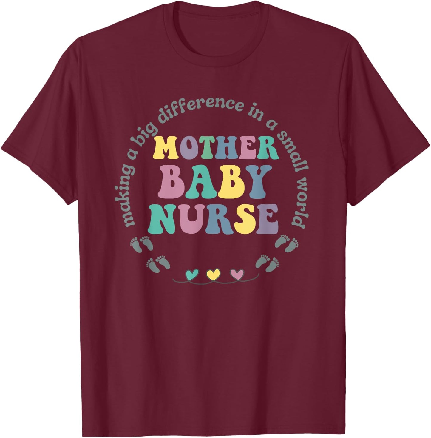 groovy Mother Baby Nurse Postpartum Mom Baby Nursing T-Shirt - T-Shirt | Maroon