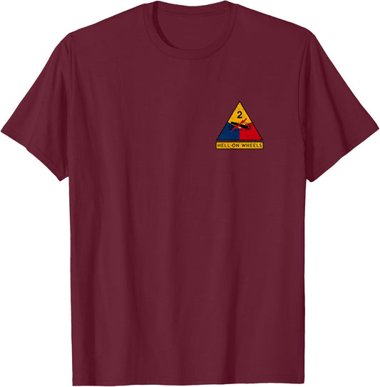 2nd Armored Division M4 Sherman WW2 Tank Front & Back Print T-Shirt - T-Shirt | Maroon