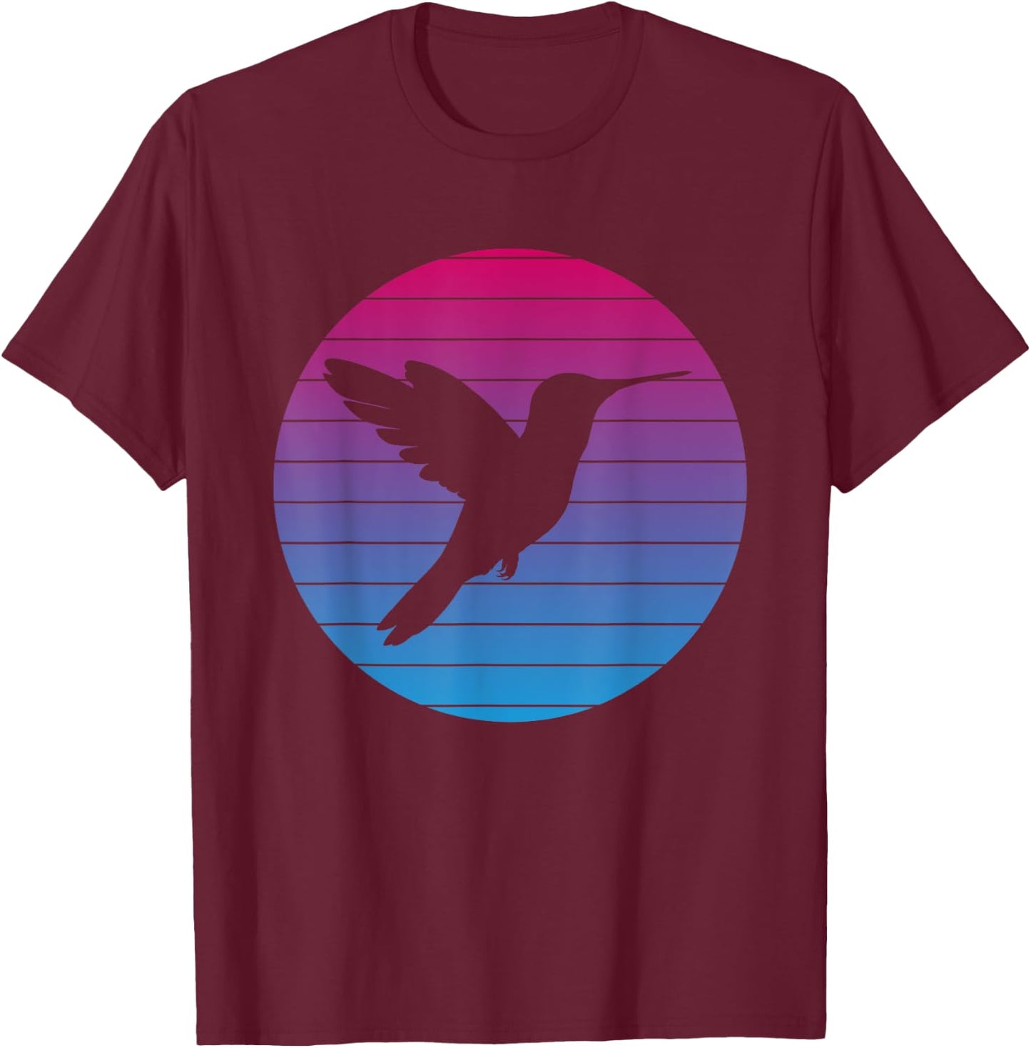 Hummingbird Bird Vintage Bird Design Vintage Sunset T-Shirt - T-Shirt | Maroon